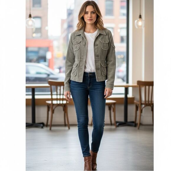 Aeropostale Limited Edition Corduroy Jacket Women's Size Large Light Green - Picture 1 of 10